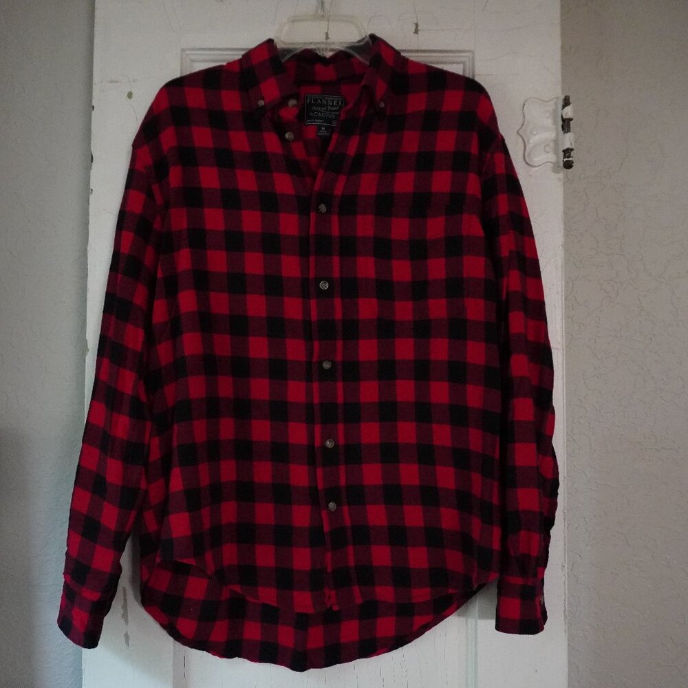Authentic Workwear Plaid Flannel Shirt Button Down Long Sleeve Blue Red